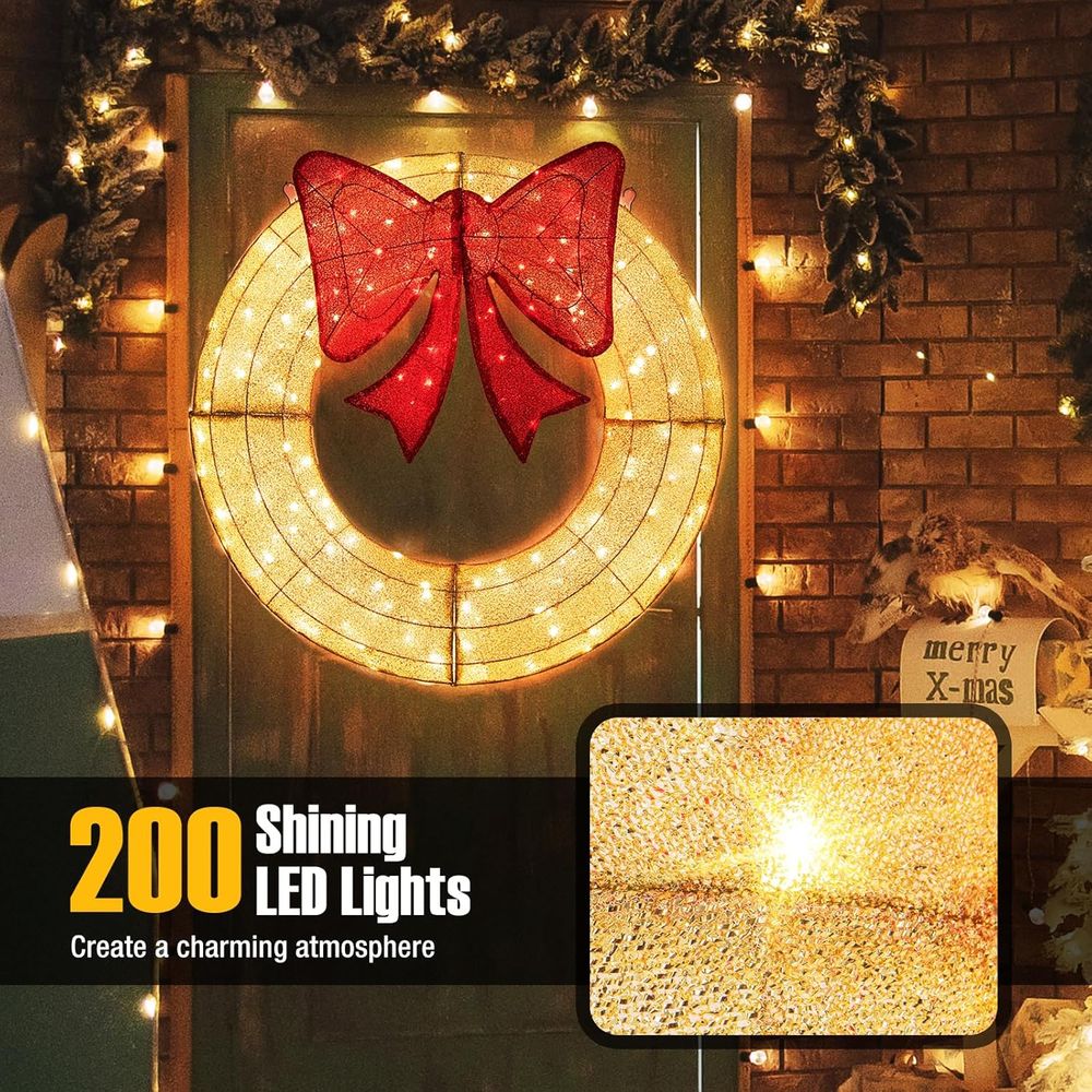 48 Inch Pre-Lit Christmas Wrea - Christmas Lights Outdoor avis et prix