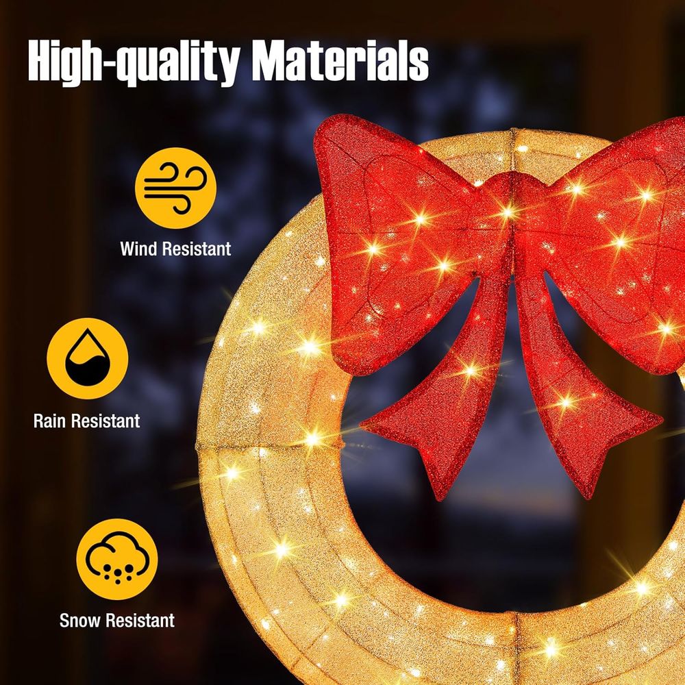 48 Inch Pre-Lit Christmas Wrea - Christmas Lights Outdoor avis et prix