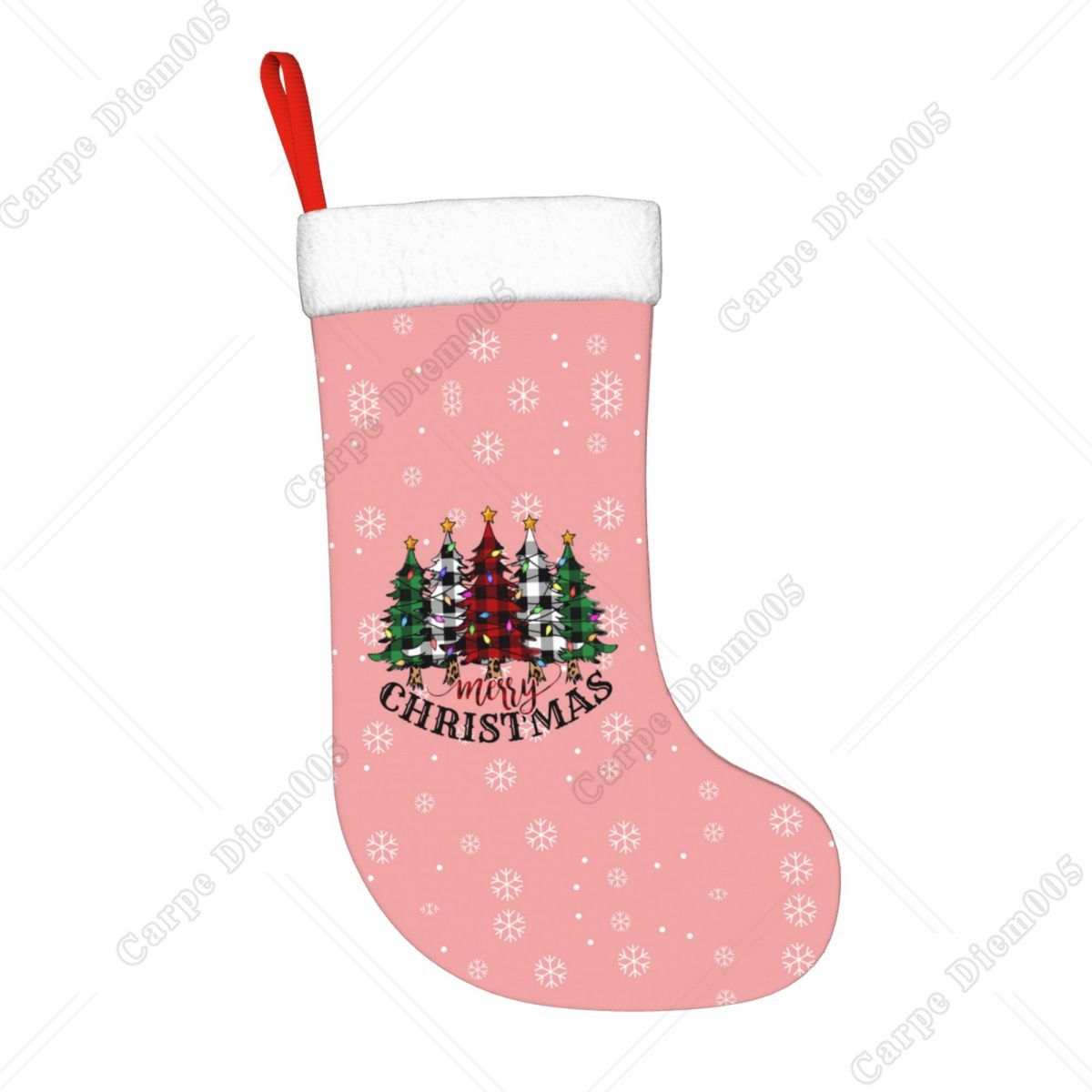 Pink Snowflakes Christmas Tree - Christmas Stocking Hanging avis et prix