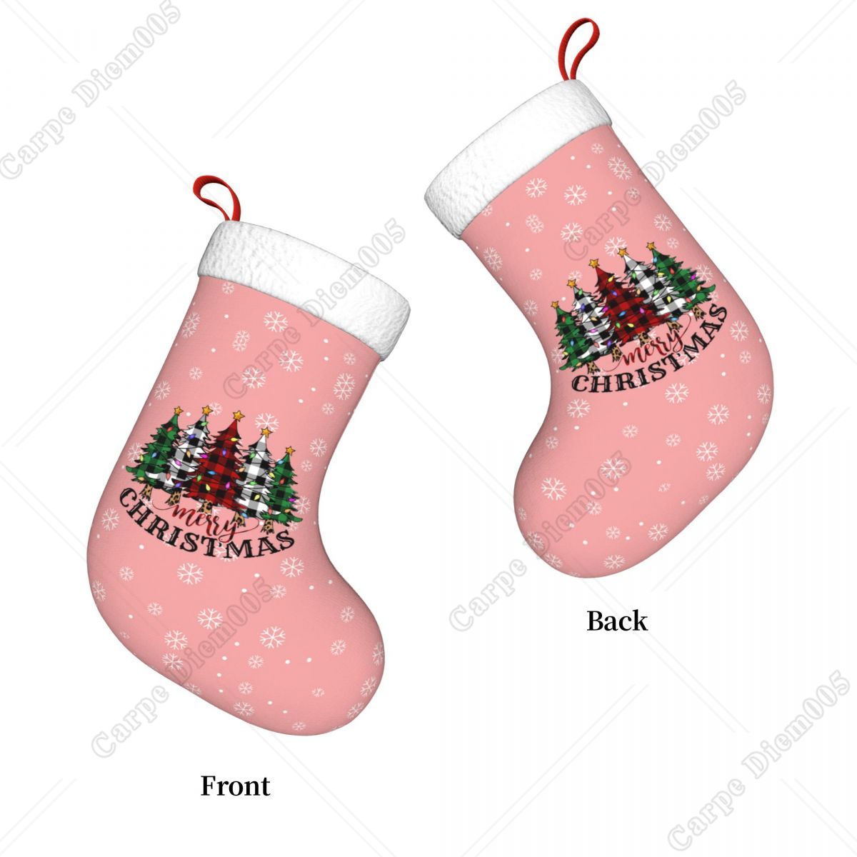 Pink Snowflakes Christmas Tree - Christmas Stocking Hanging avis et prix