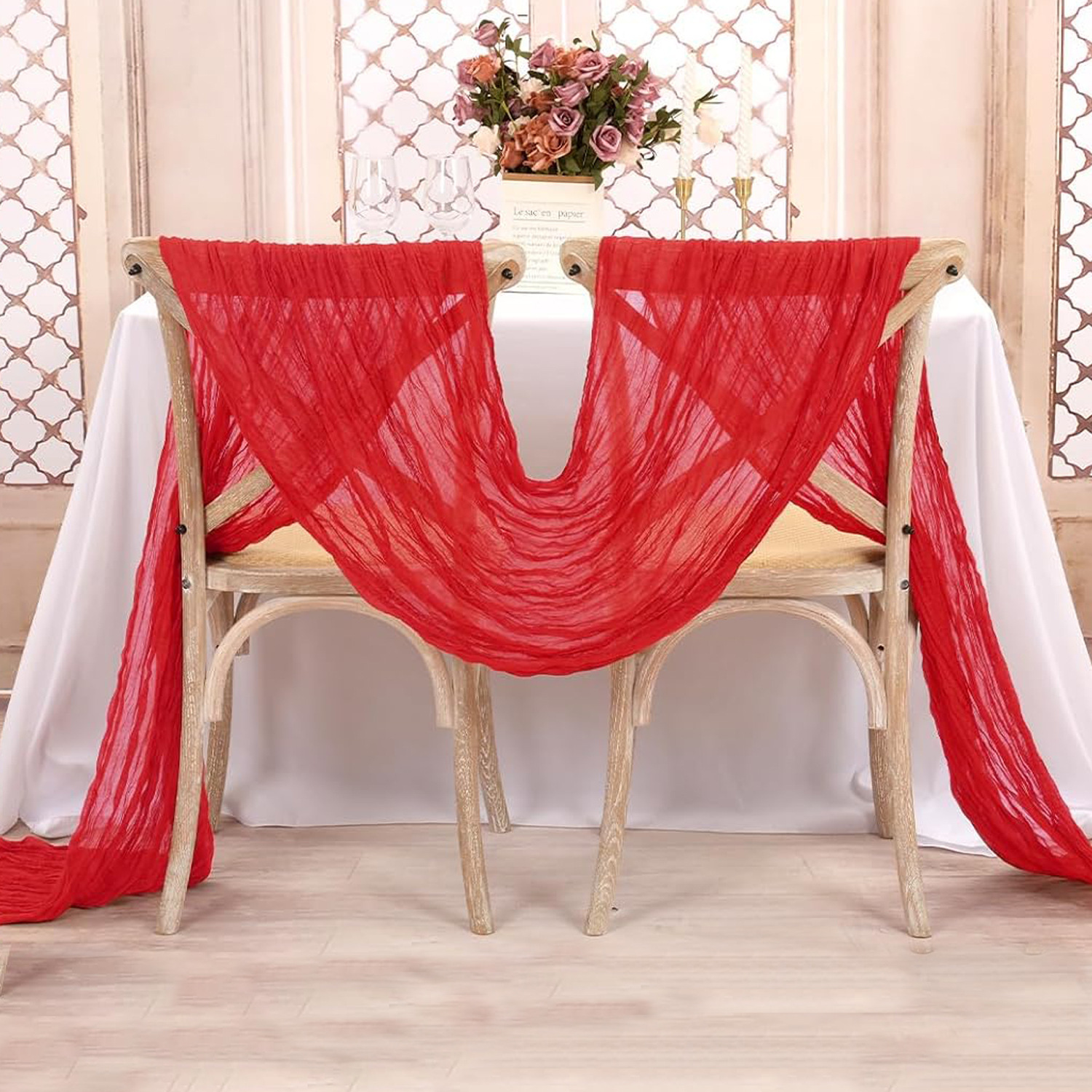 Red Table Runner Gauze Wedding - Christmas Table Runner avis et prix