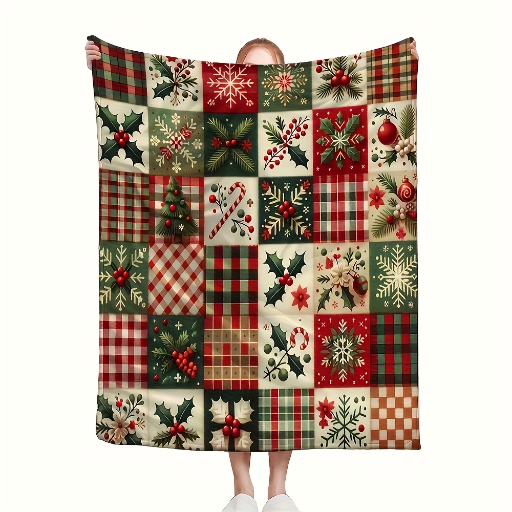 Festive Patchwork Throw Blanke - Christmas Throw Blanket avis et prix