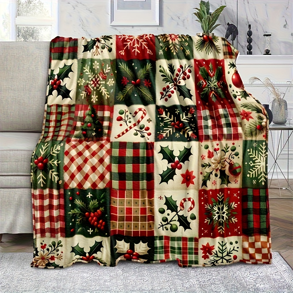 Festive Patchwork Throw Blanke - Christmas Throw Blanket avis et prix