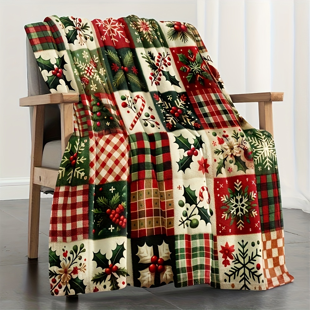 Festive Patchwork Throw Blanke - Christmas Throw Blanket avis et prix