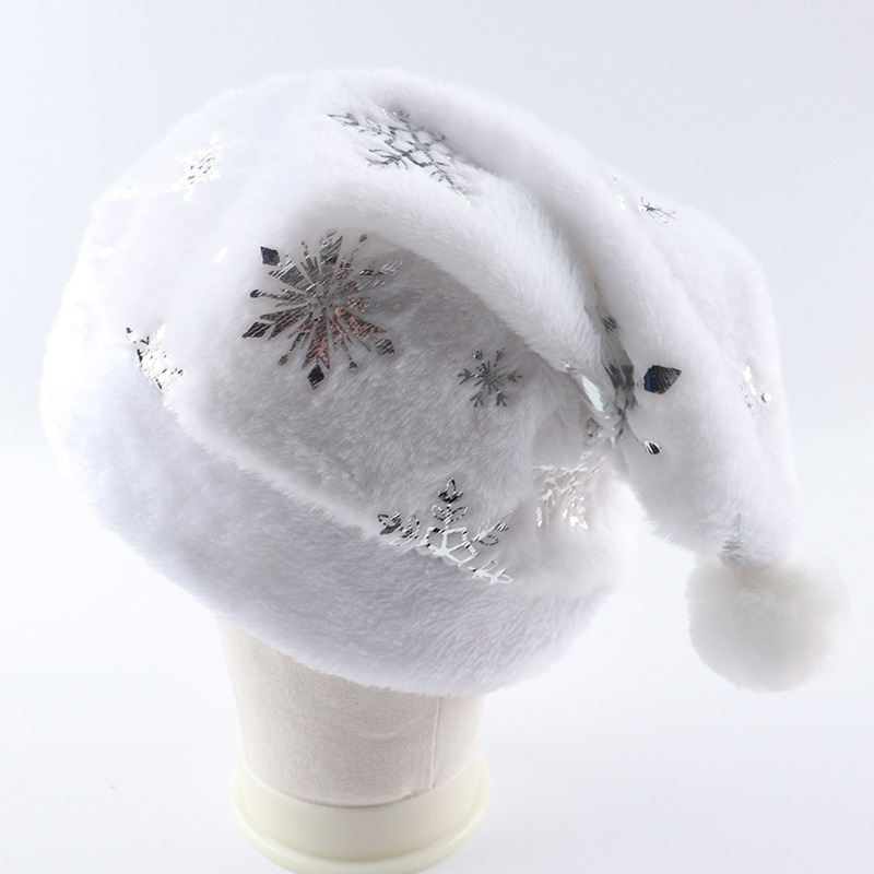 White Plush Christmas Hat Gold - Santa Hat Plush avis et prix