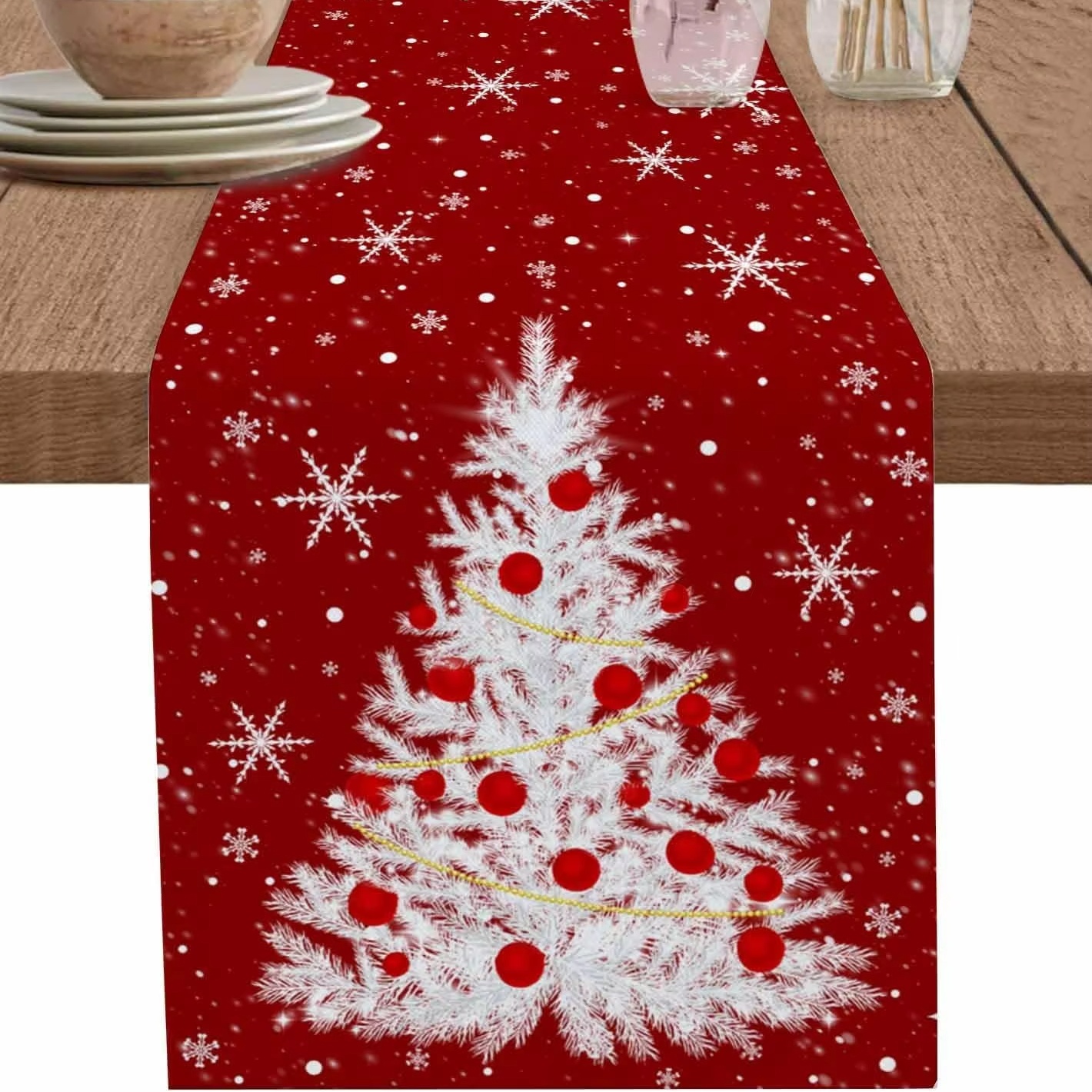 Red Table Runner Christmas Tre - Christmas Table Runner avis et prix