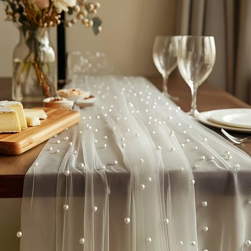 300x80cm Pearl Sheer Tulle Tab - Christmas Table Runner avis et prix