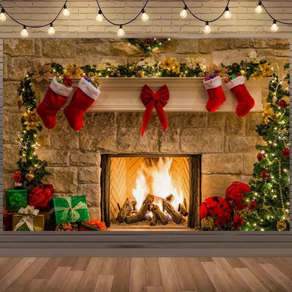 Christmas Photography Backdrop - Christmas Stocking Hanging avis et prix
