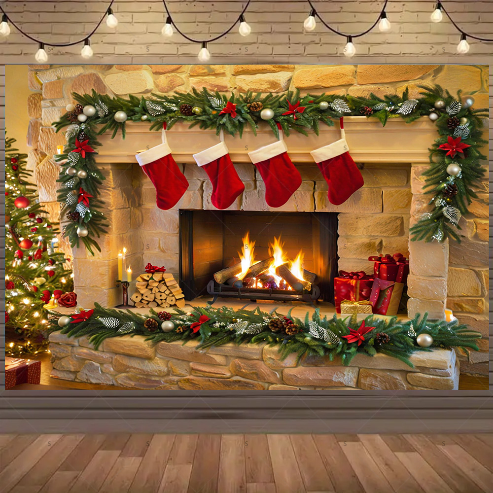 Christmas Photography Backdrop - Christmas Stocking Hanging avis et prix