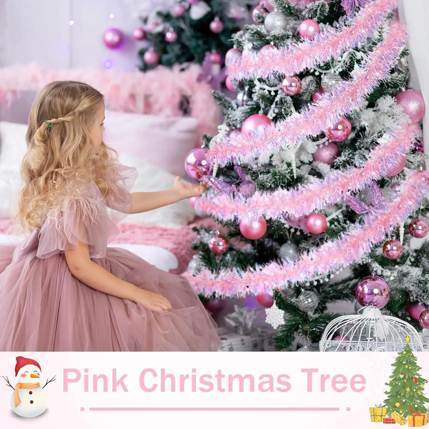 1-10PCS Pink Tinsel Garland Sh - Tinsel Garland Decoration avis et prix