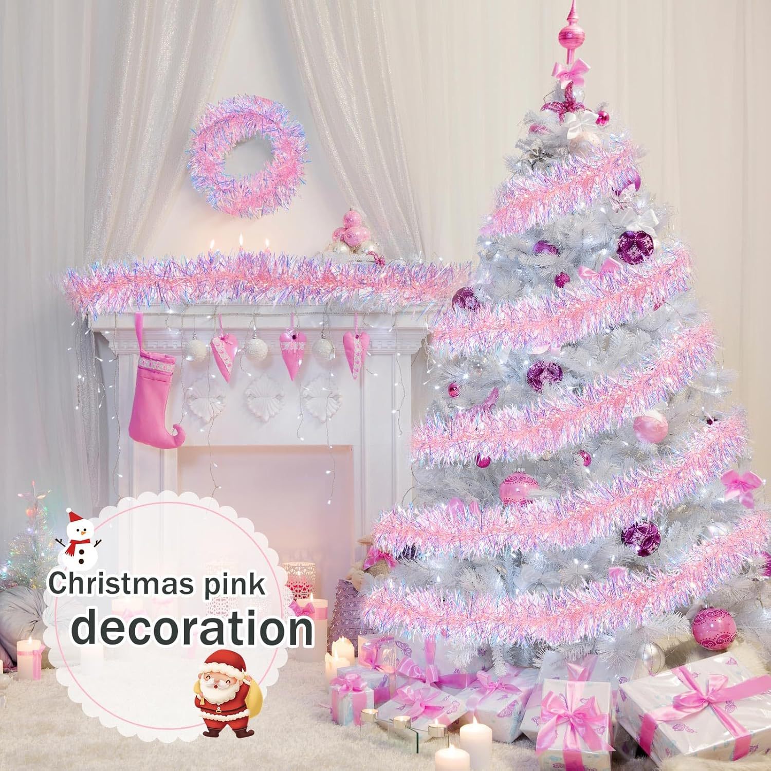 1-10PCS Pink Tinsel Garland Sh - Tinsel Garland Decoration avis et prix