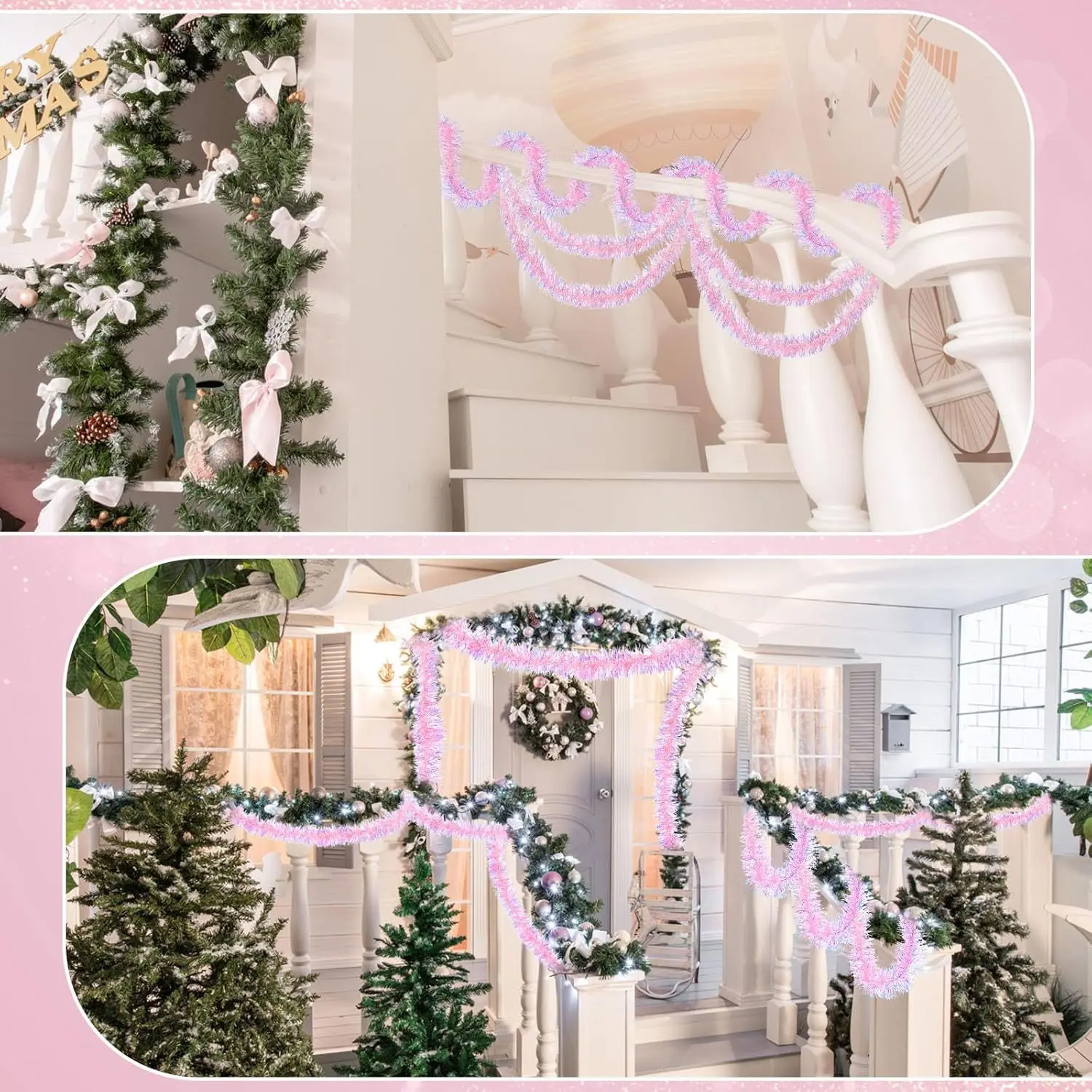 1-10PCS Pink Tinsel Garland Sh - Tinsel Garland Decoration avis et prix