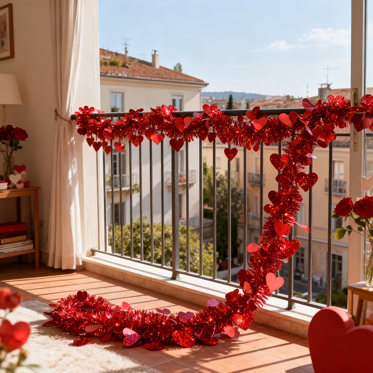 3pcs Red Heart Plastic Tinsel  - Tinsel Garland Decoration avis et prix