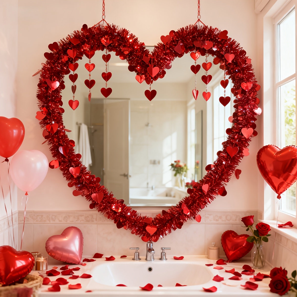 3pcs Red Heart Plastic Tinsel  - Tinsel Garland Decoration avis et prix