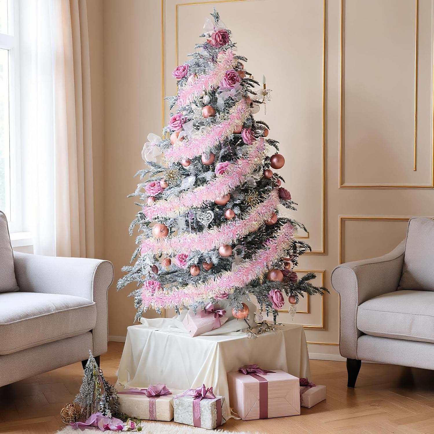 2M Pink Christmas Tinsel Garla - Tinsel Garland Decoration avis et prix
