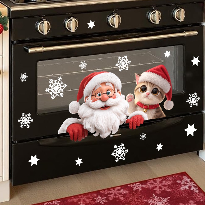 Kitten Santa Claus Window Stic - Snowflake Window Decal avis et prix