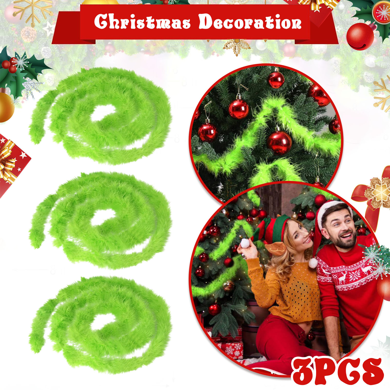 Christmas Garland 3 PCS 20 Fee - Tinsel Garland Decoration avis et prix