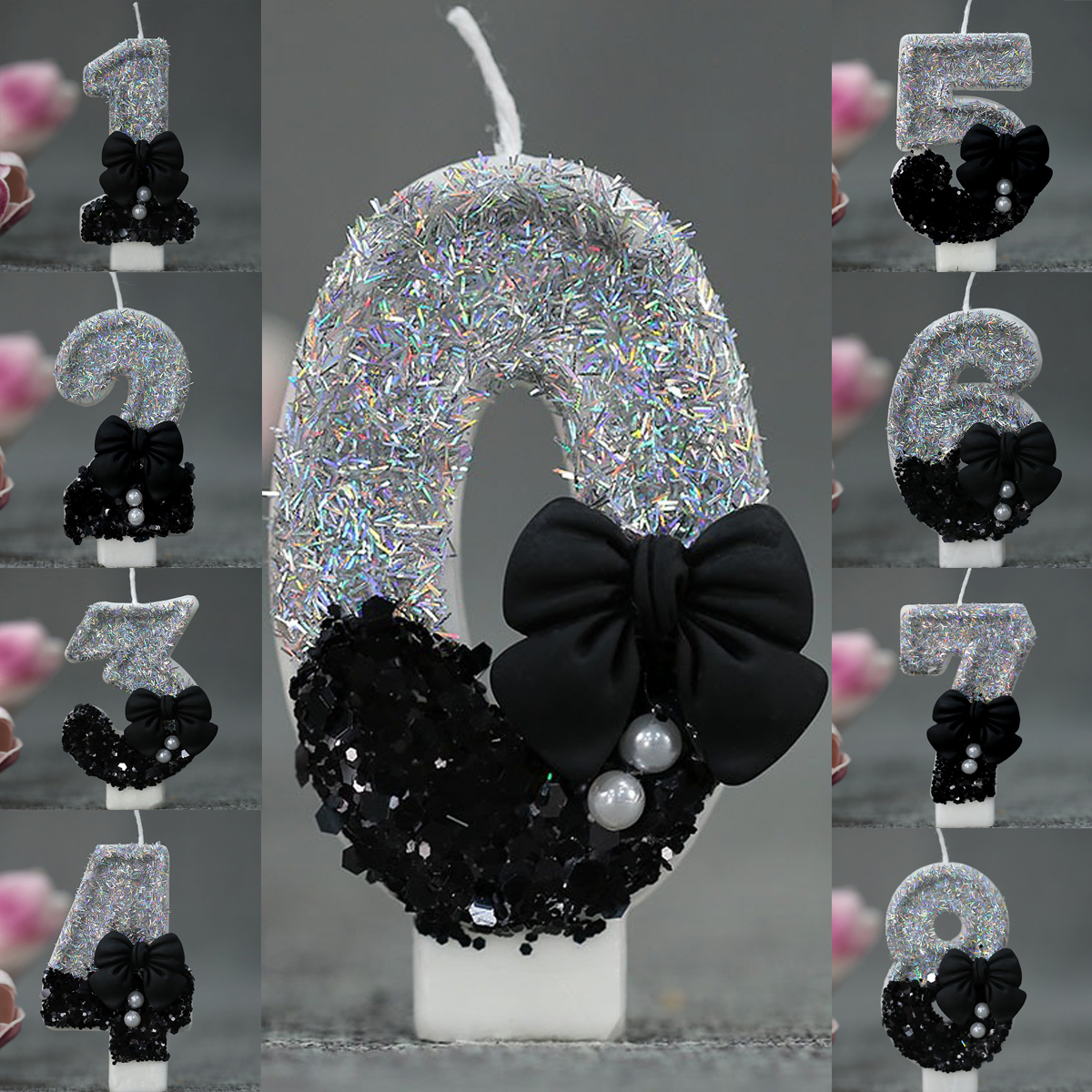Midnight Bow & Pearl 0-9 Numbe - Holiday Candle Set avis et prix