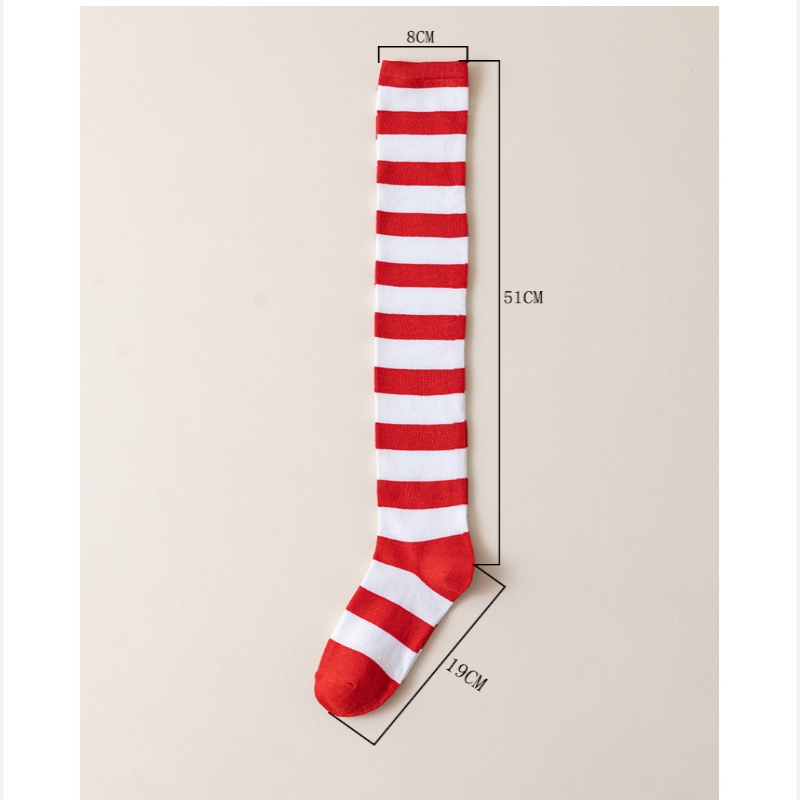 Striped Over Knee High Socks W - Christmas Stocking Hanging avis et prix