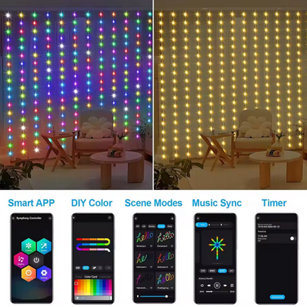 3M RGB Smart LED Curtain Light - Christmas Lights Outdoor avis et prix
