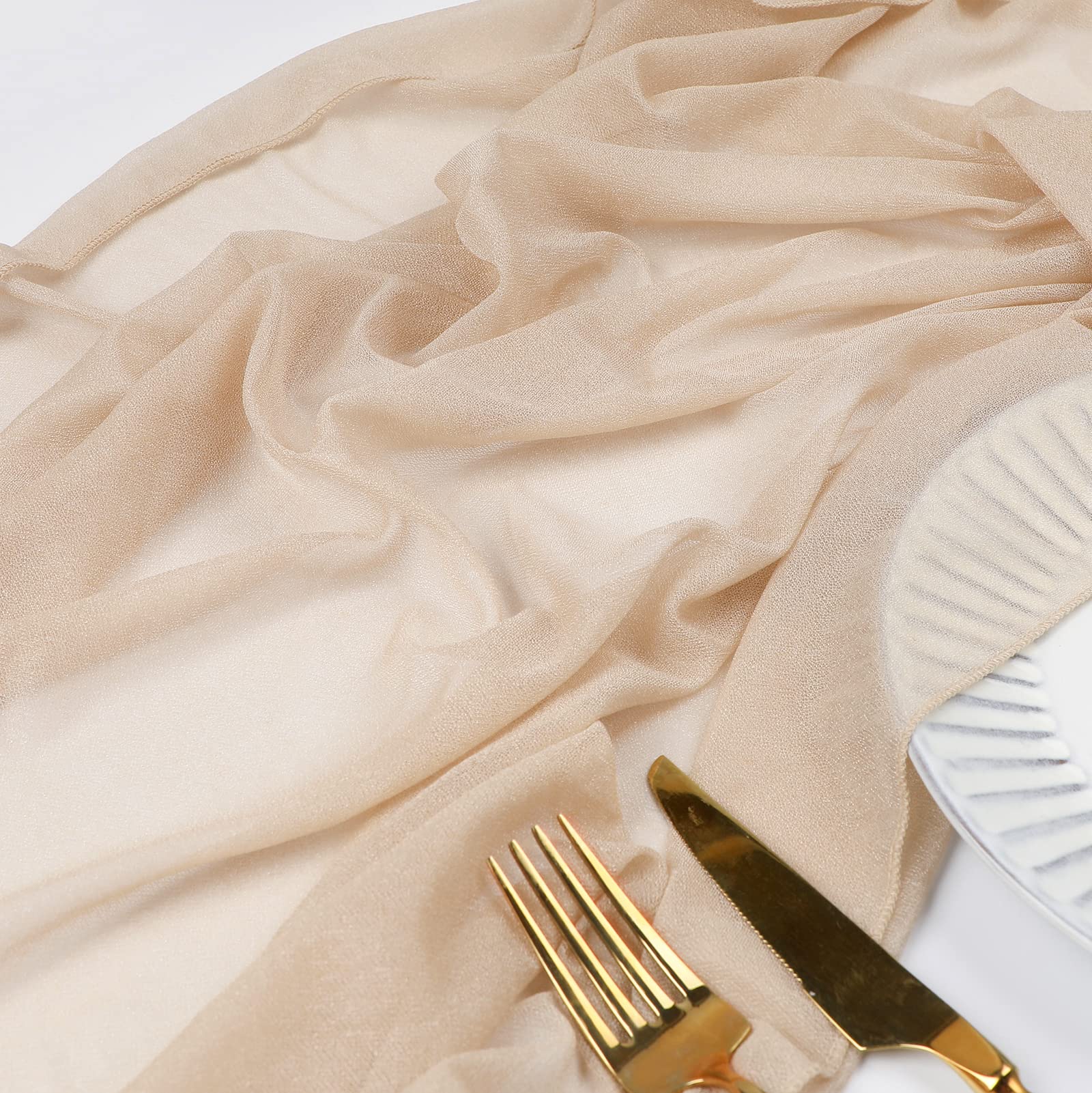 Beige Table Runner Chiffon Tab - Christmas Table Runner avis et prix
