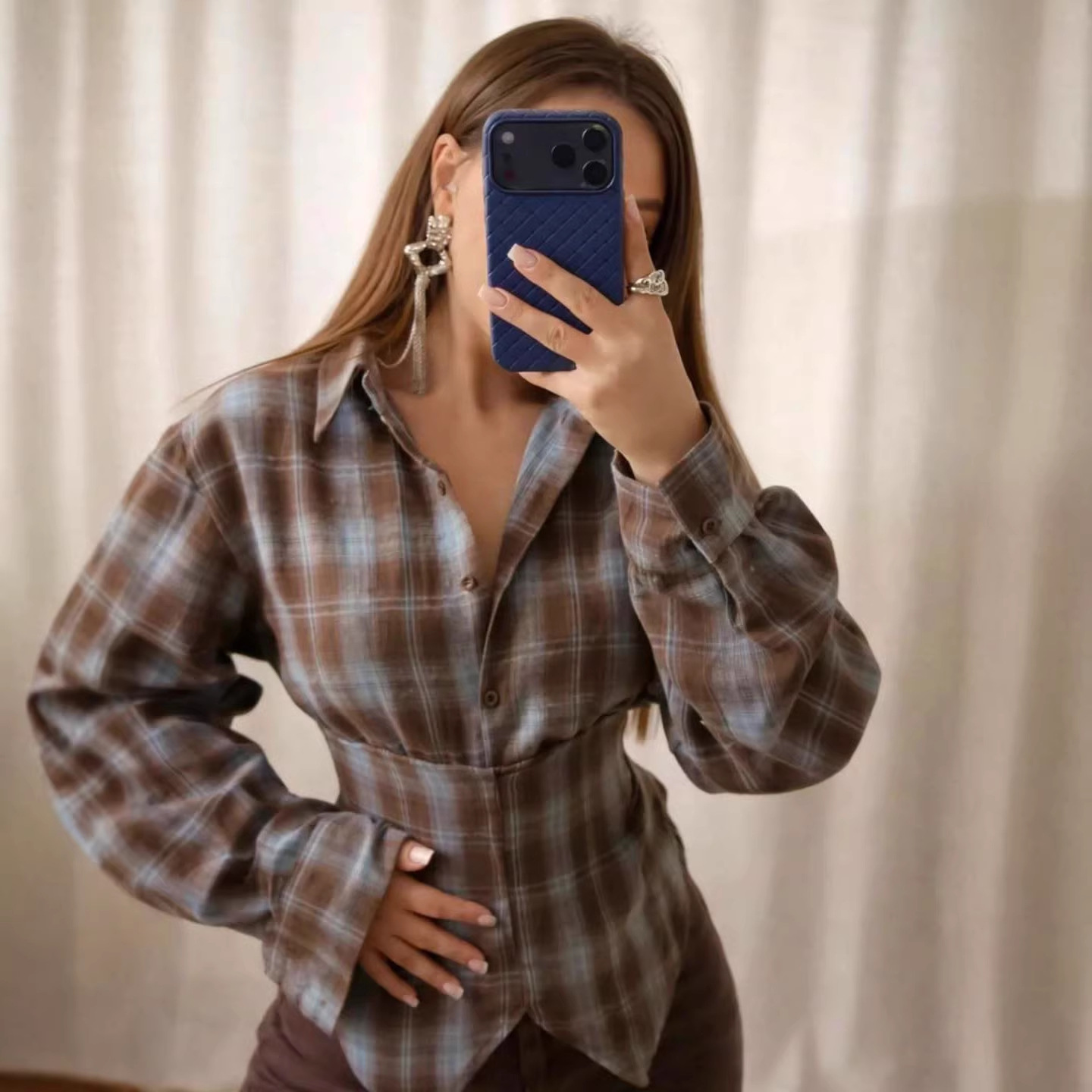 Loose Women's Plaid Blouse Vin - Christmas Throw Blanket avis et prix