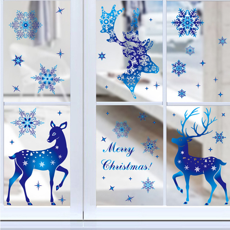 Christmas Window Stickers Elk  - Snowflake Window Decal avis et prix