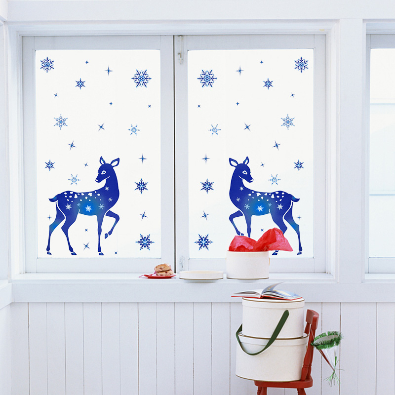 Christmas Window Stickers Elk  - Snowflake Window Decal avis et prix