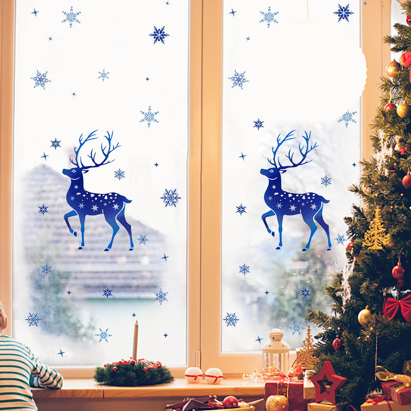 Christmas Window Stickers Elk  - Snowflake Window Decal avis et prix