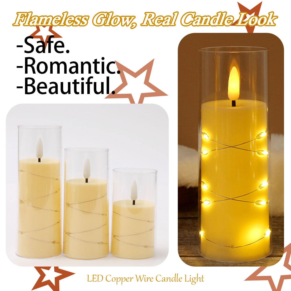 3pcs/set LED Copper Wire Flame - Holiday Candle Set avis et prix