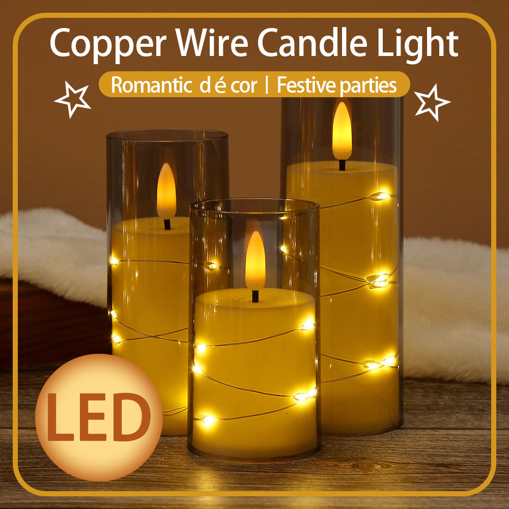 3pcs/set LED Copper Wire Flame - Holiday Candle Set avis et prix