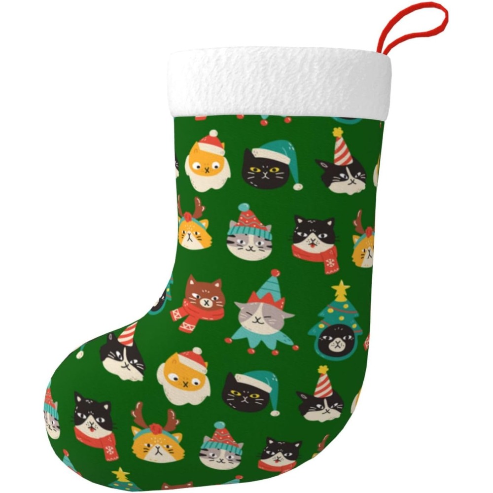 Cute Cats Green Christmas Stoc - Christmas Stocking Hanging avis et prix